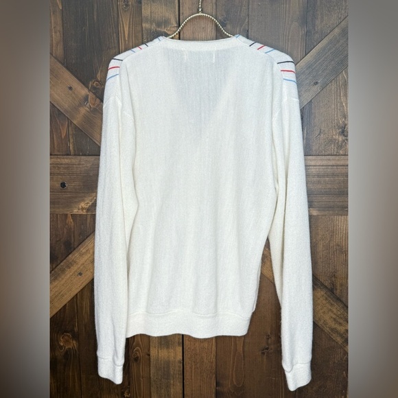 Vintage 70s Sandbelt Golf Cardigan Vertical Stripes Button Down Cardigan Size L - Picture 2 of 7